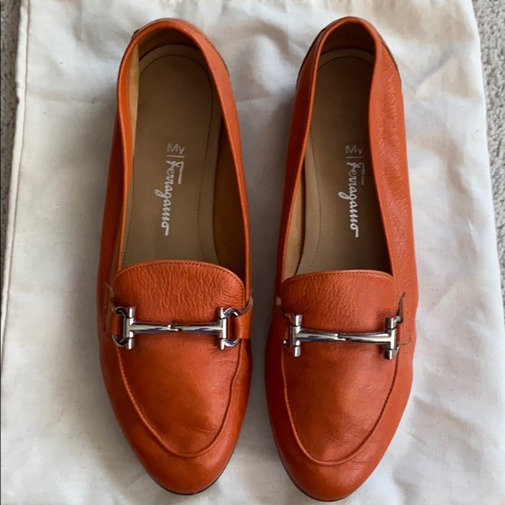 Orange Ferragamo loafer